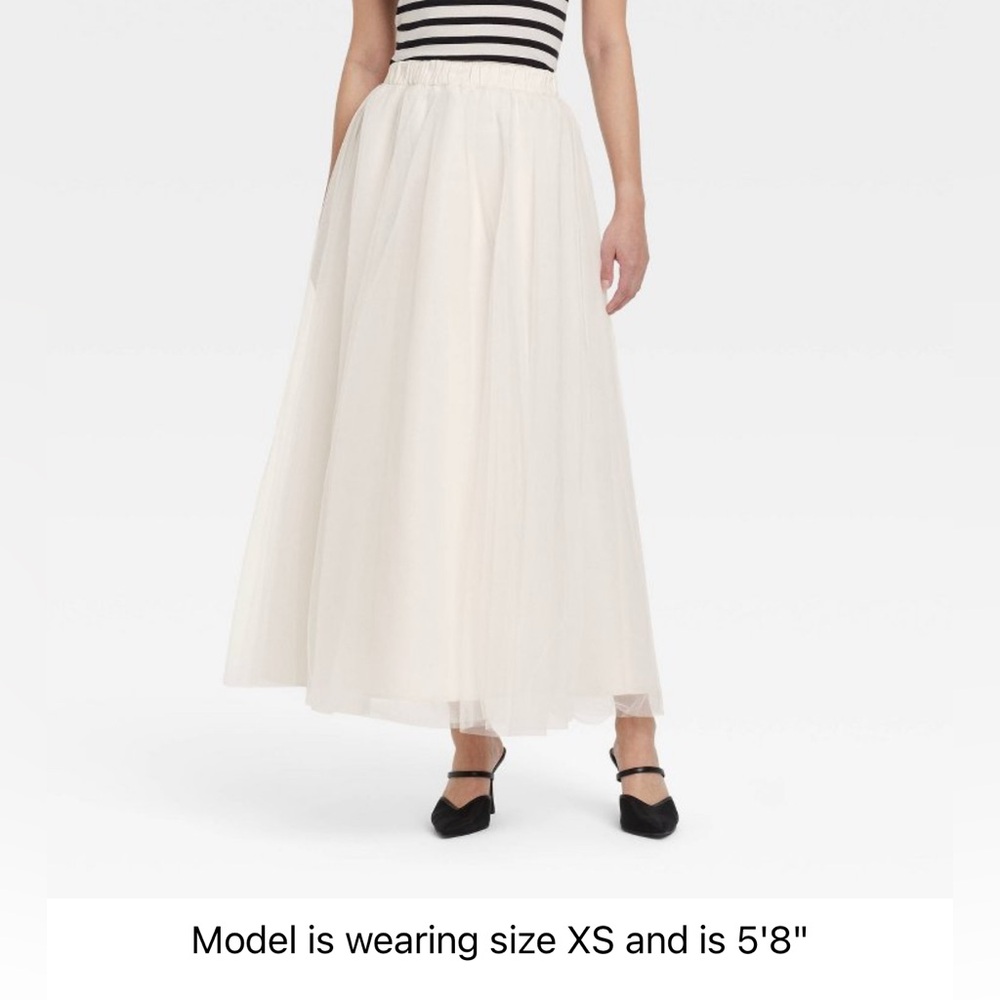 NWT Women's Cream Tulle A-Line Skirt XL: Mid Rise, Elastic Waistband Target